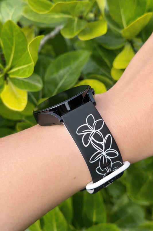 Black & White Two-Tone Plumeria Design Standard Size - 20MM