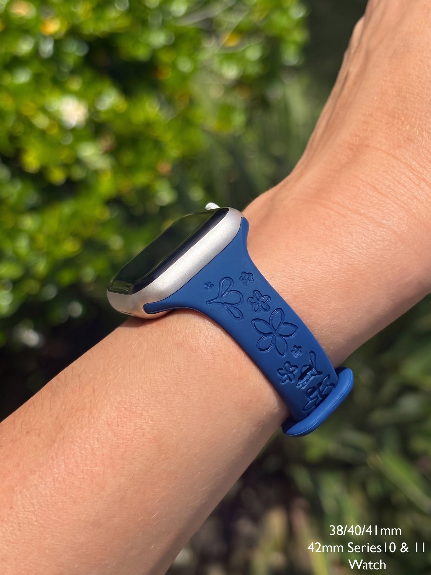 Plumeria Slim Size - Punahou School Collab Engraved Watchband - Apple Watch Compatible