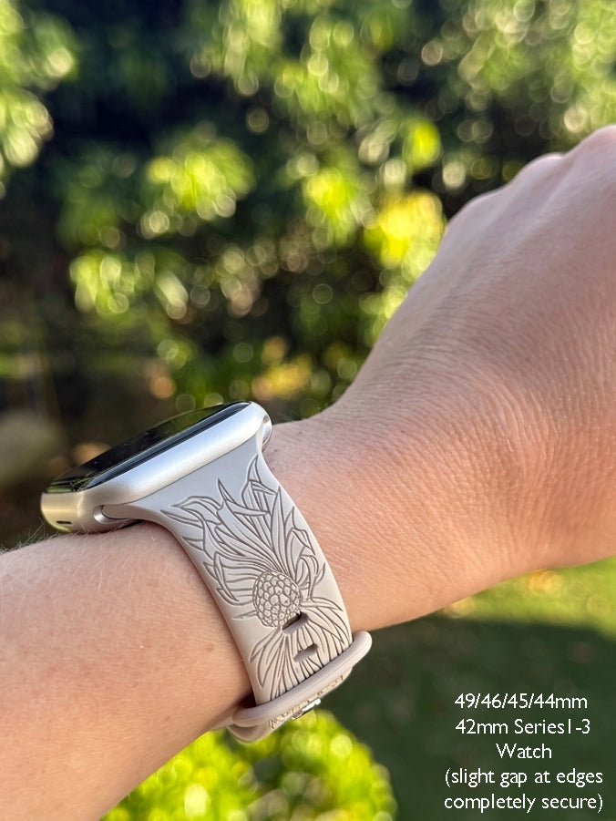 Hala Tree Standard Size Band - Punahou School Collab Engraved Watchband - Apple Watch Compatible