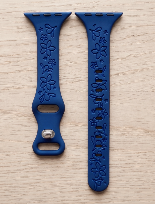 Plumeria Slim Size - Punahou School Collab Engraved Watchband - Apple Watch Compatible