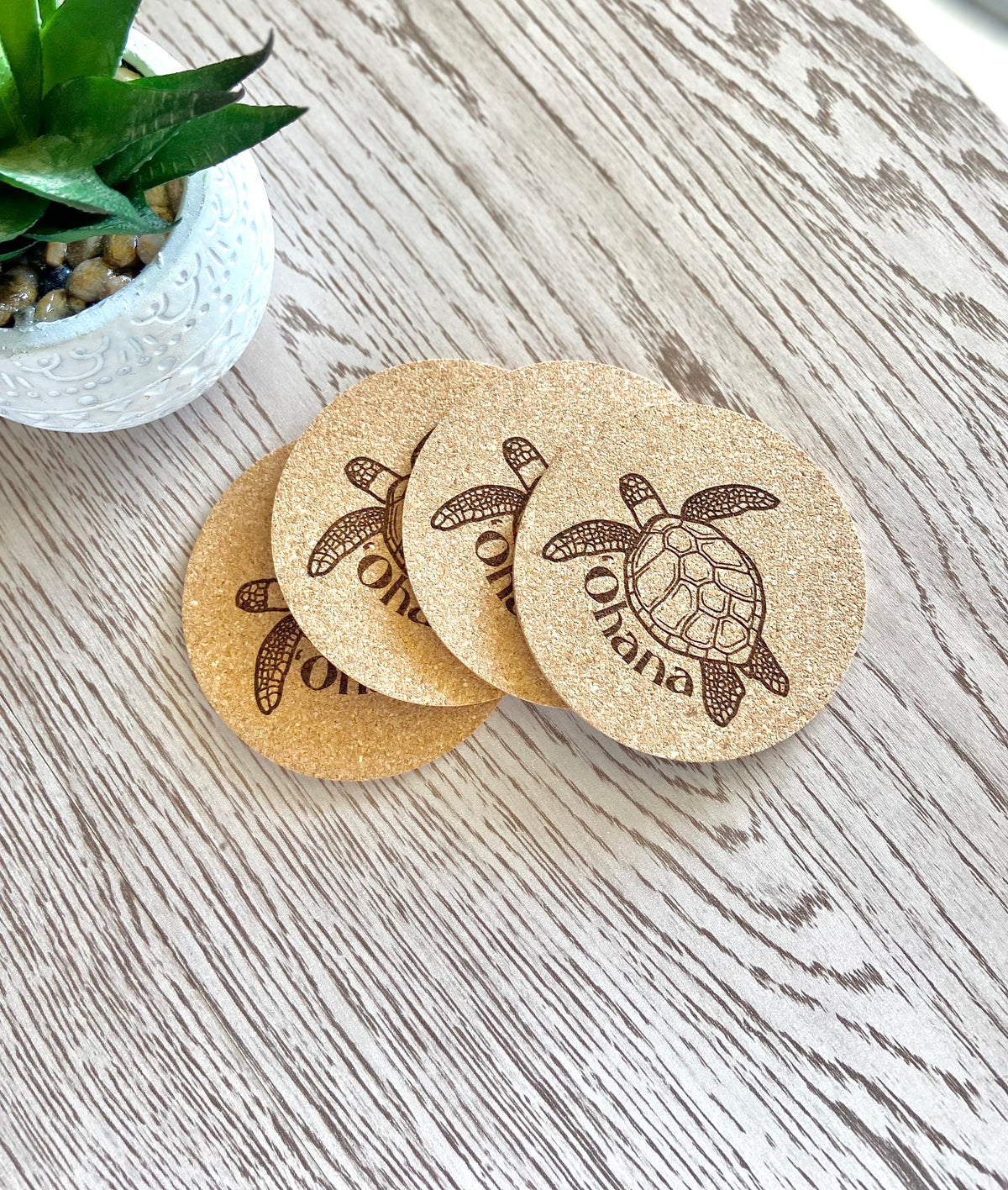 ʻOhana Honu Engraved Cork Coaster | Set of 4 – ENGROOVE shop