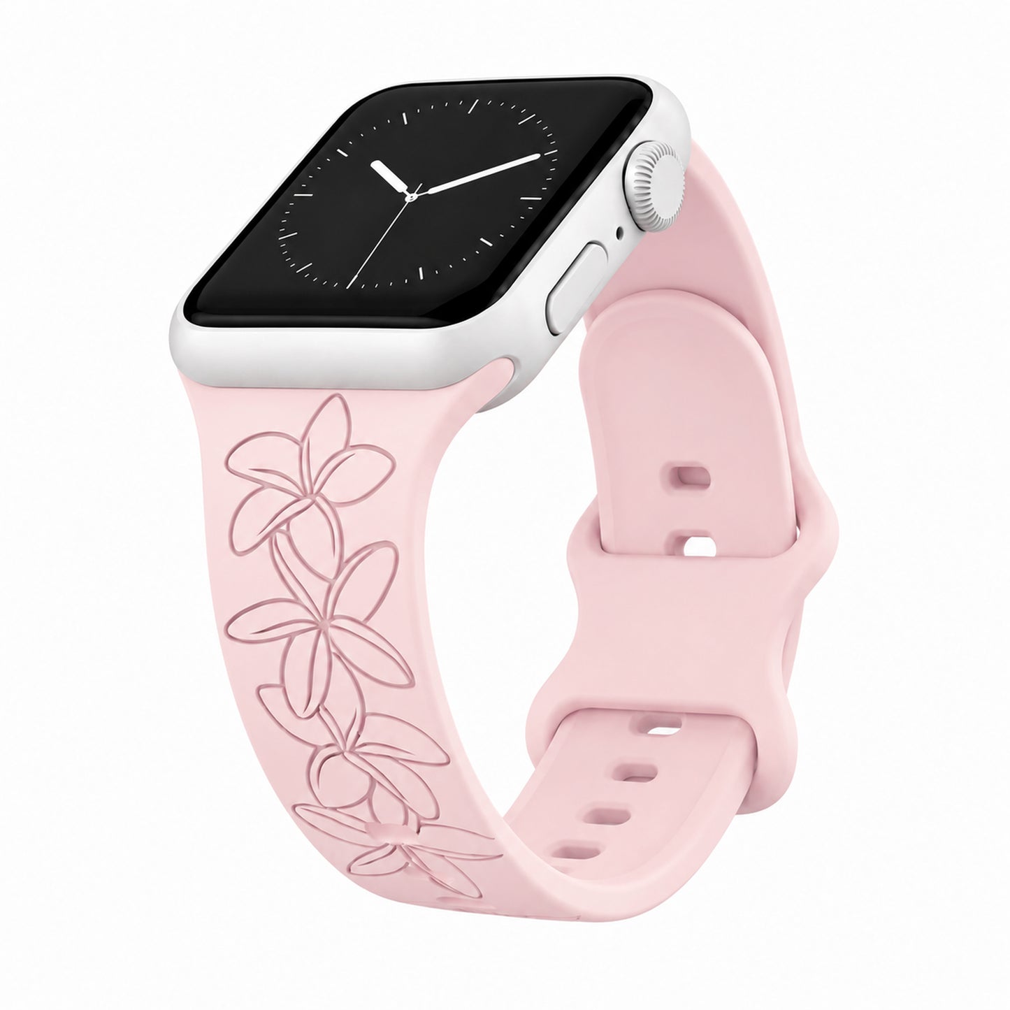 Blush Plumeria Silicone Watchband Compatible with Apple Watch