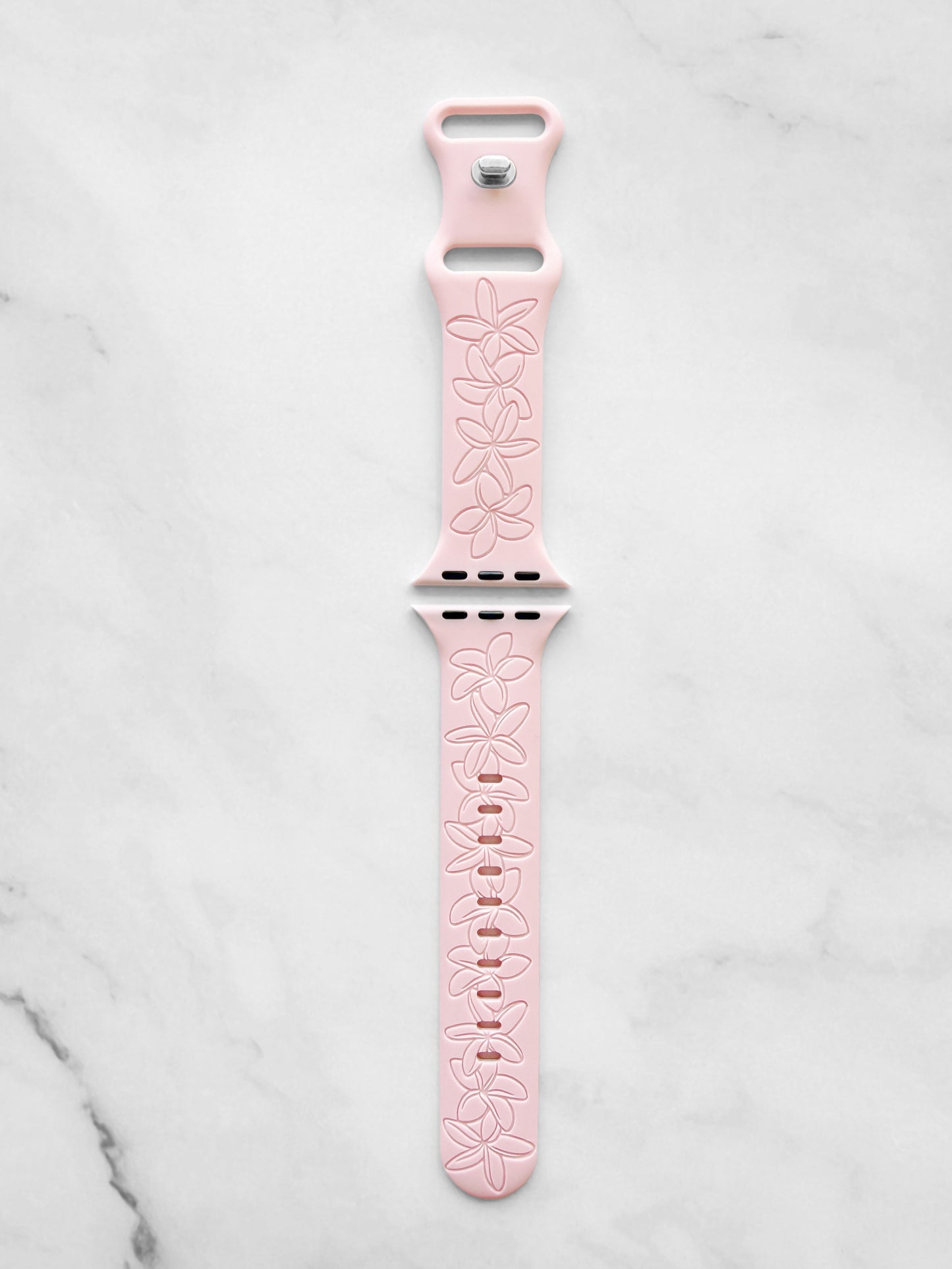 Blush Plumeria Silicone Watchband Compatible with Apple Watch