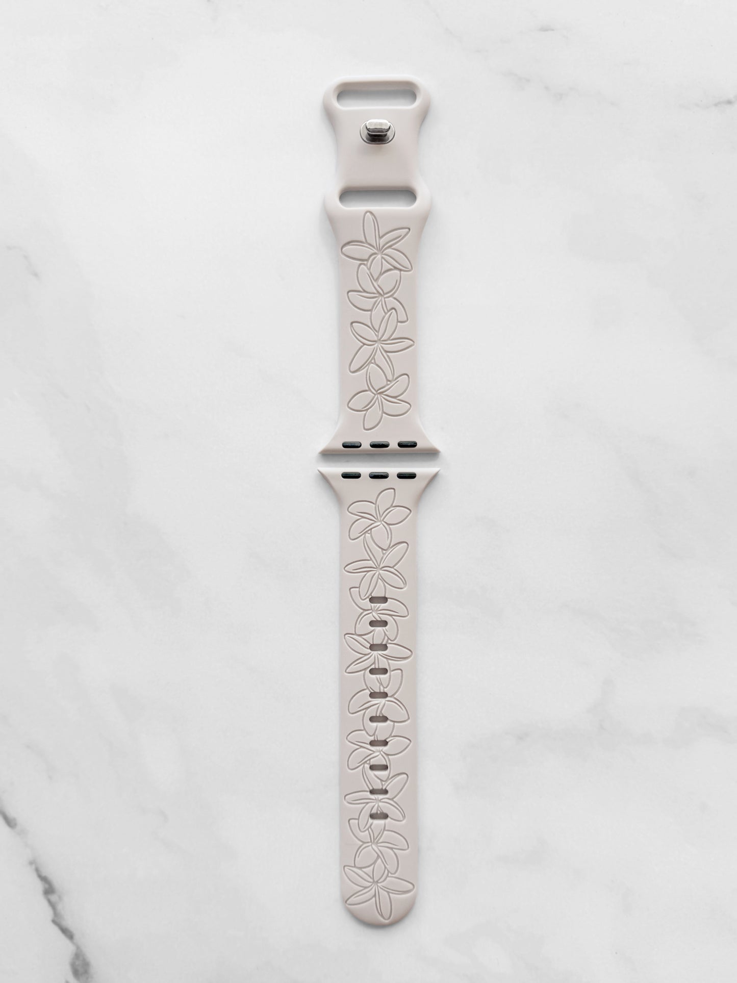 Champagne Plumeria Silicone Watchband Compatible with Apple Watch