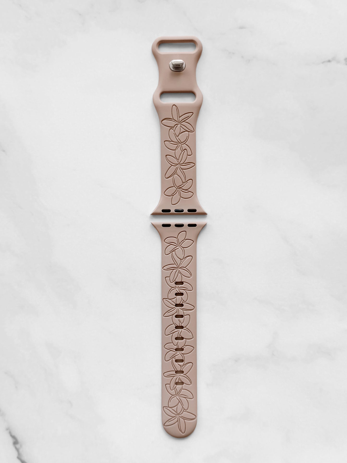 Taupe Plumeria Silicone Watchband Compatible with Apple Watch