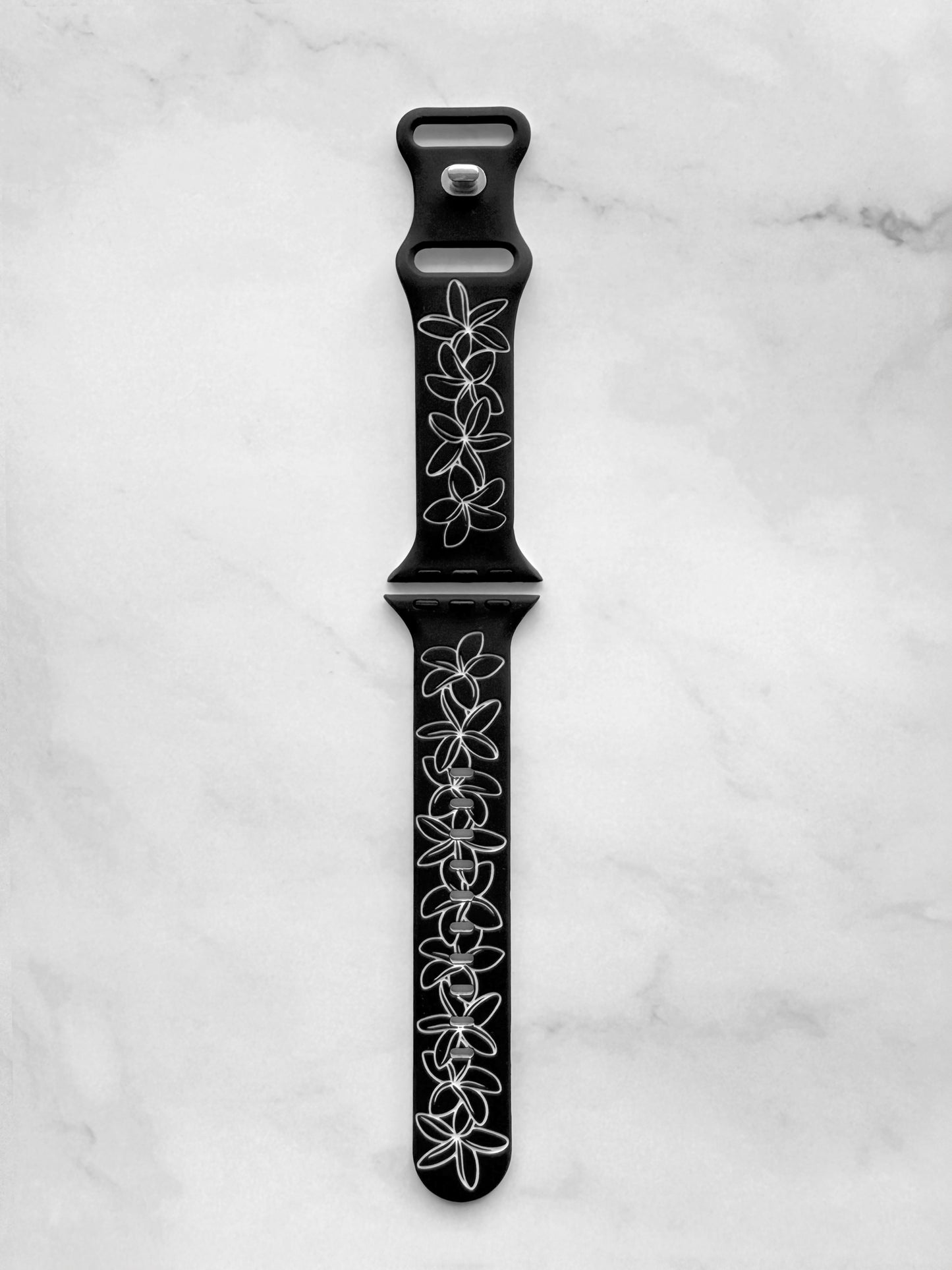 Black to White Plumeria Two-Tone Watchband Compatible with Apple Watch