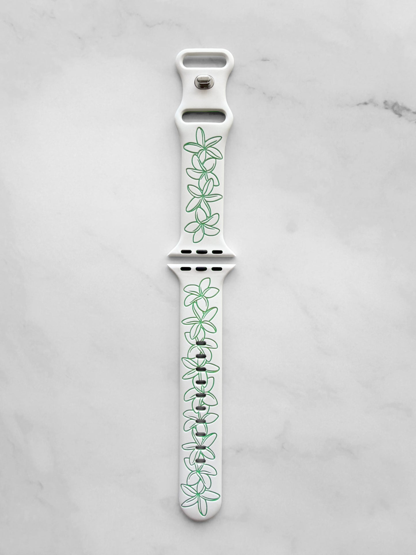 White to Green Plumeria Two-Tone Watchband Compatible with Apple Watch