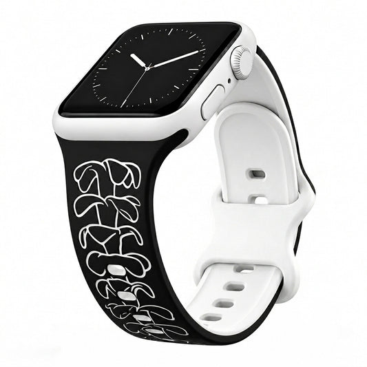 Black to White Puakenikeni Two-Tone Watchband Compatible with Apple Watch