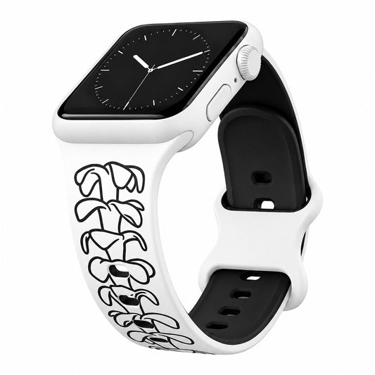 White to Black Puakenikeni Two-Tone Watchband Compatible with Apple Watch