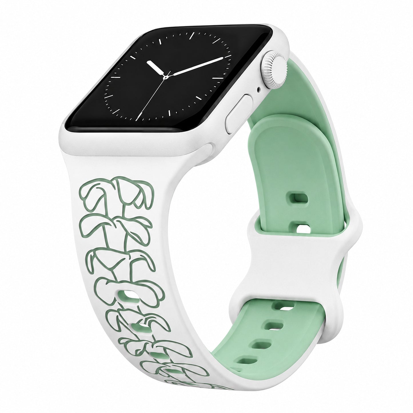 White to Green Puakenikeni Two-Tone Watchband Compatible with Apple Watch