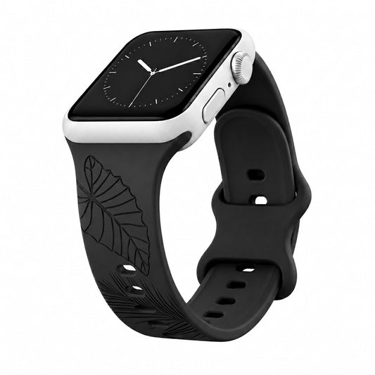 Black Tropical Medley Silicone Watchband Compatible with Apple Watch