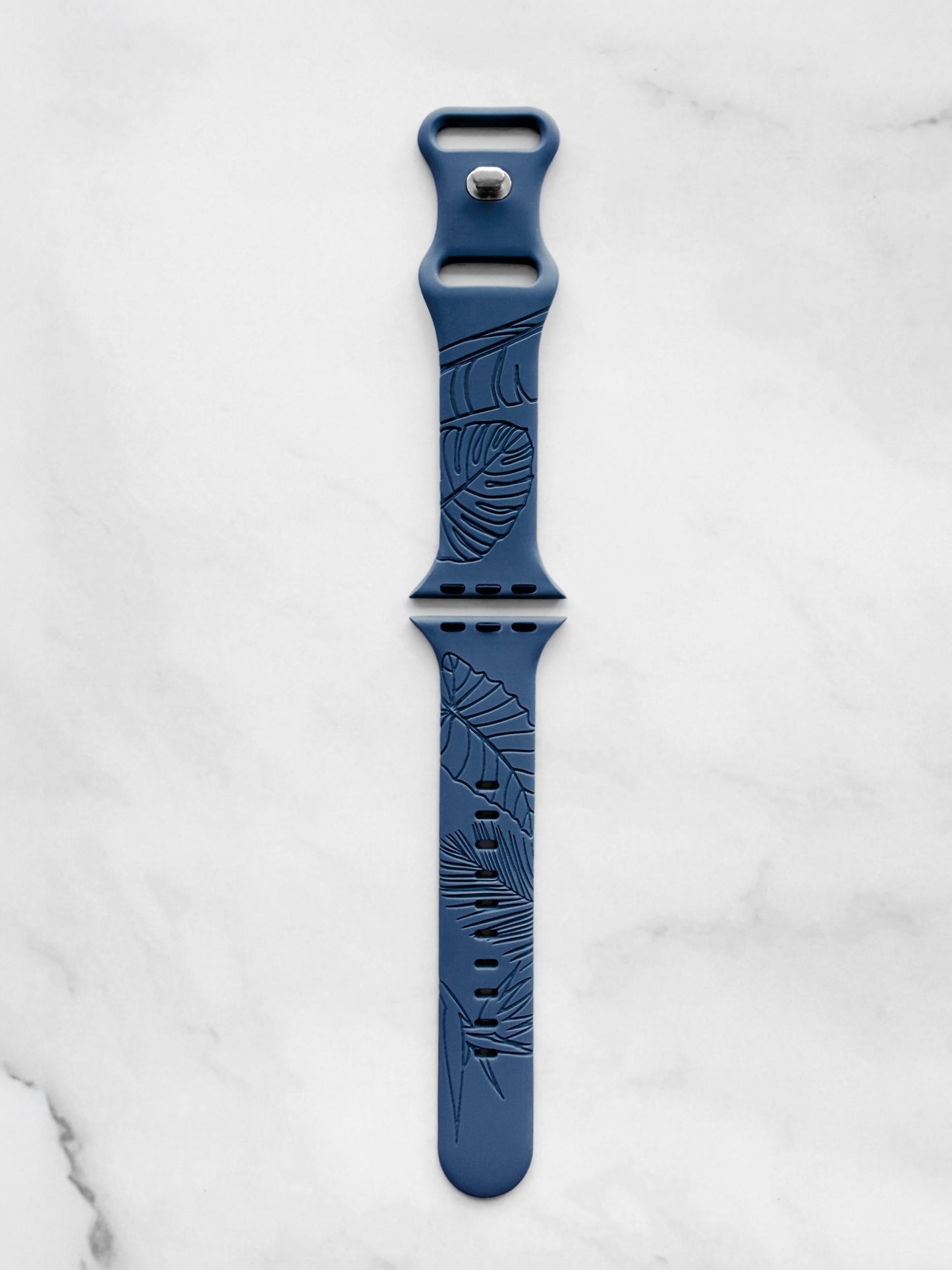 Dusty Denim Tropical Medley Silicone Watchband Compatible with Apple Watch