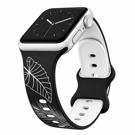 Black to White Tropical Medley Two-Tone Watchband Compatible with Apple Watch