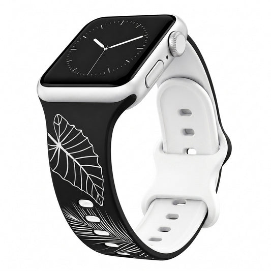 Black to White Tropical Medley Two-Tone Watchband Compatible with Apple Watch
