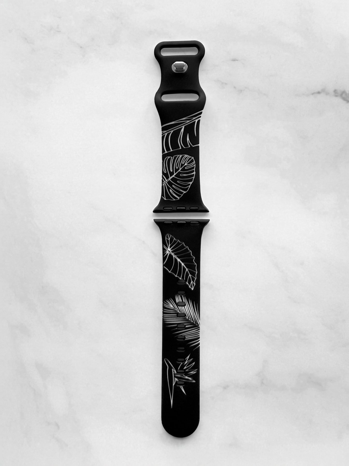 Black to White Tropical Medley Two-Tone Watchband Compatible with Apple Watch