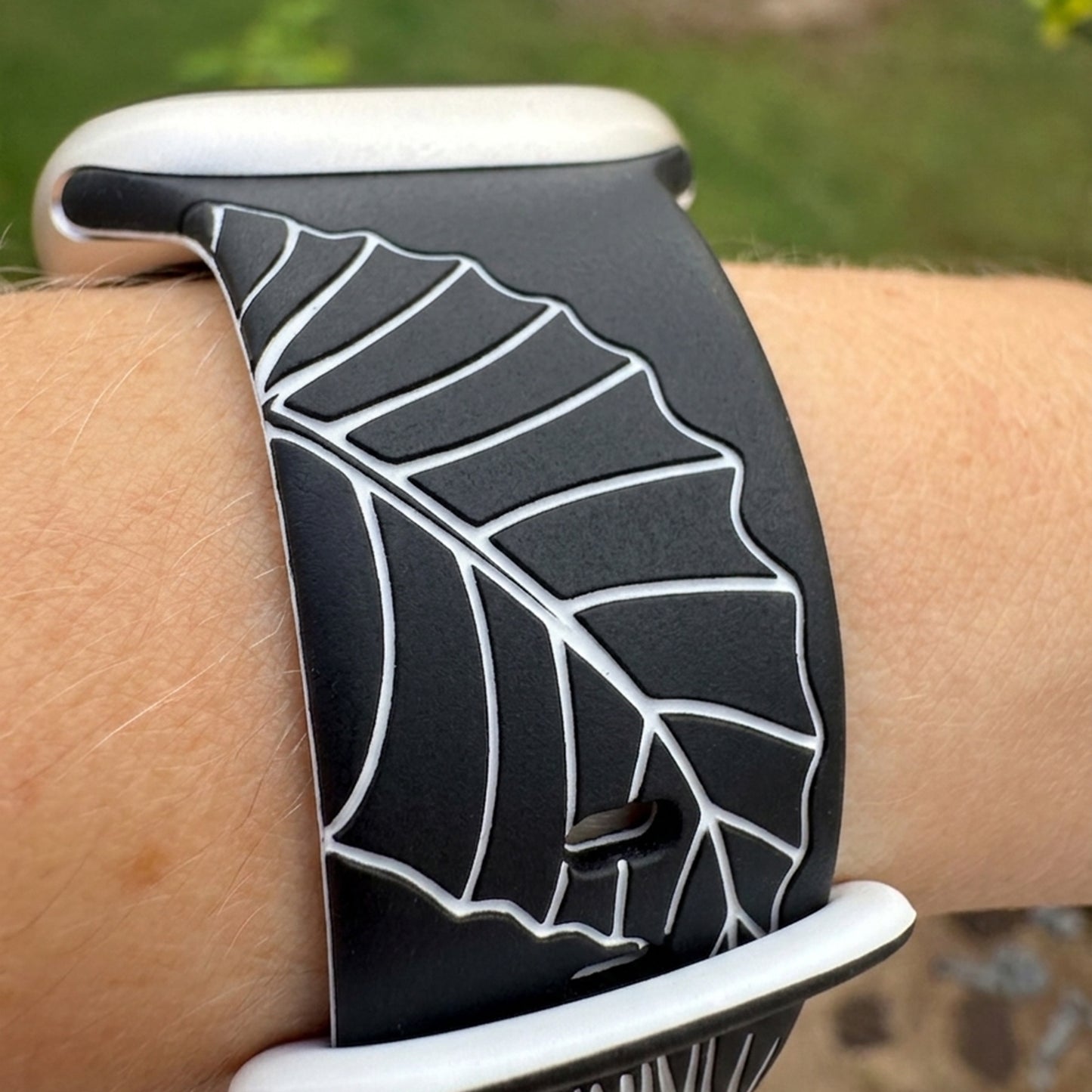 Black to White Tropical Medley Two-Tone Watchband Compatible with Apple Watch