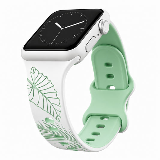 White to Green Tropical Medley Two-Tone Watchband Compatible with Apple Watch