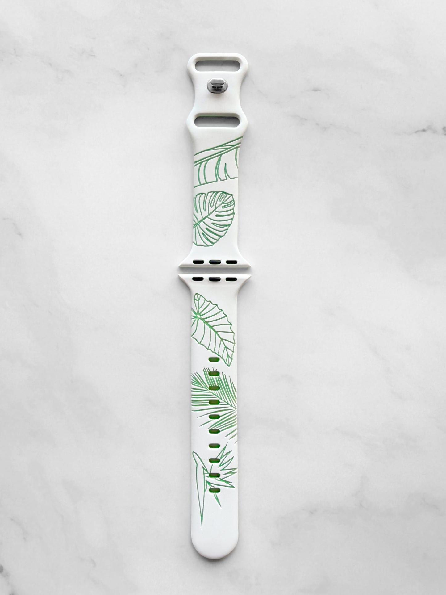 White to Green Tropical Medley Two-Tone Watchband Compatible with Apple Watch