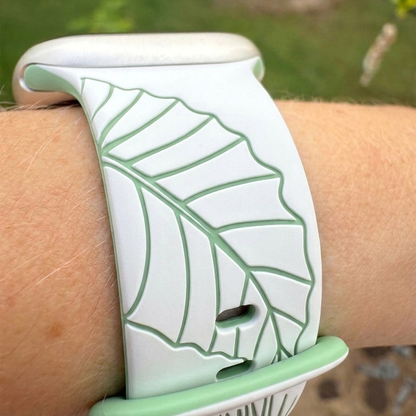 White to Green Tropical Medley Two-Tone Watchband Compatible with Apple Watch