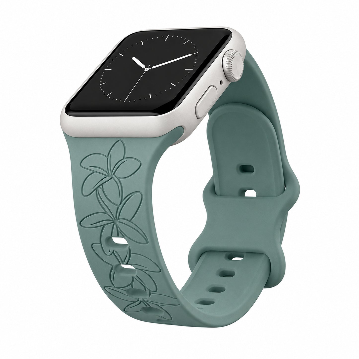 Dusty Jungle Plumeria Silicone Watchband Compatible with Apple Watch